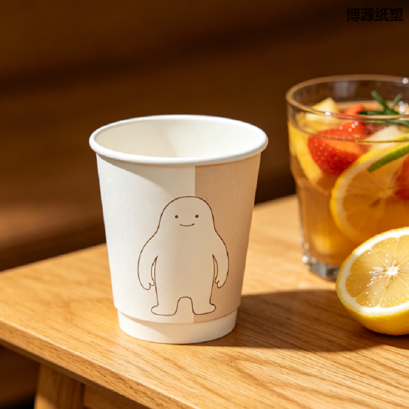 Minimalist Disposable Double Wall Paper Coffee Cups, Simple & Elegant, Sleek Lines, Heat Insulated & Anti-scald