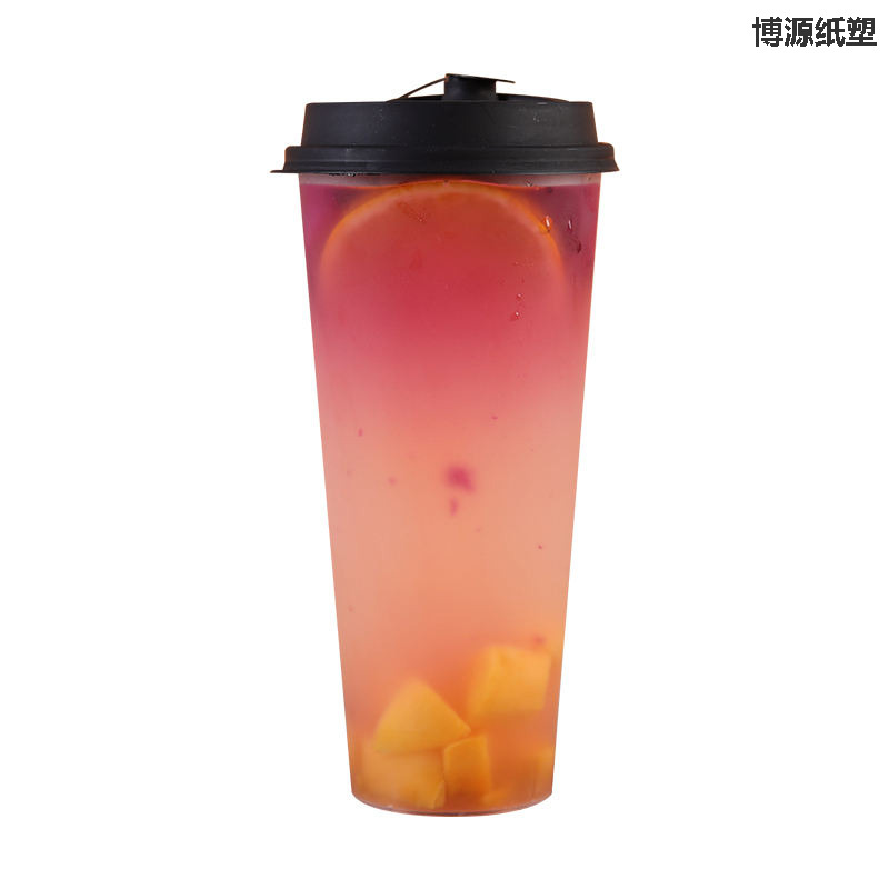 Disposable Gobelet En Plastique Bubble Tea Fruit Milk PP Plastic Injection Boba Cups 12 16 20 22 24 Oz Plastic Cup with Lid
