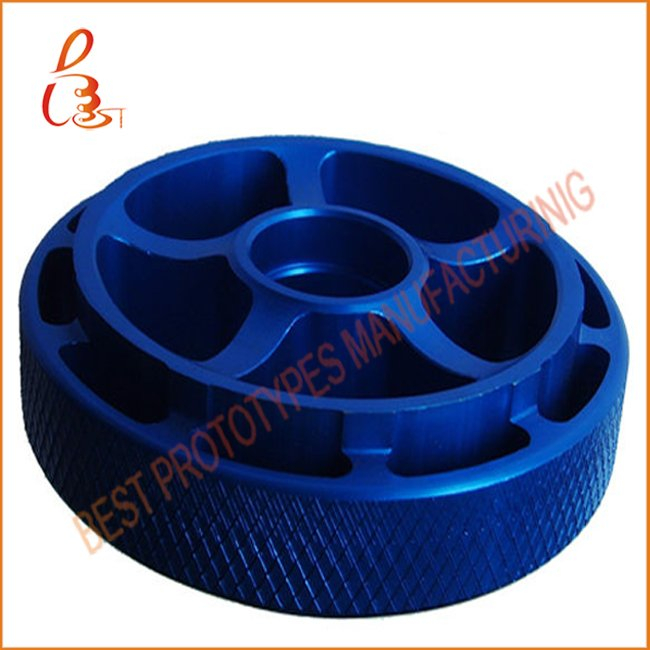 Blue anodized metal parts and prototyping
