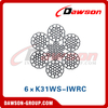 Construcción de cable de acero (6×K31WS-IWRC)(6×K36WS-IWRC), cable de acero para maquinaria portuaria 