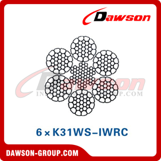 Construção de cabo de aço (6×K31WS-IWRC)(6×K36WS-IWRC), cabo de aço para máquinas portuárias 