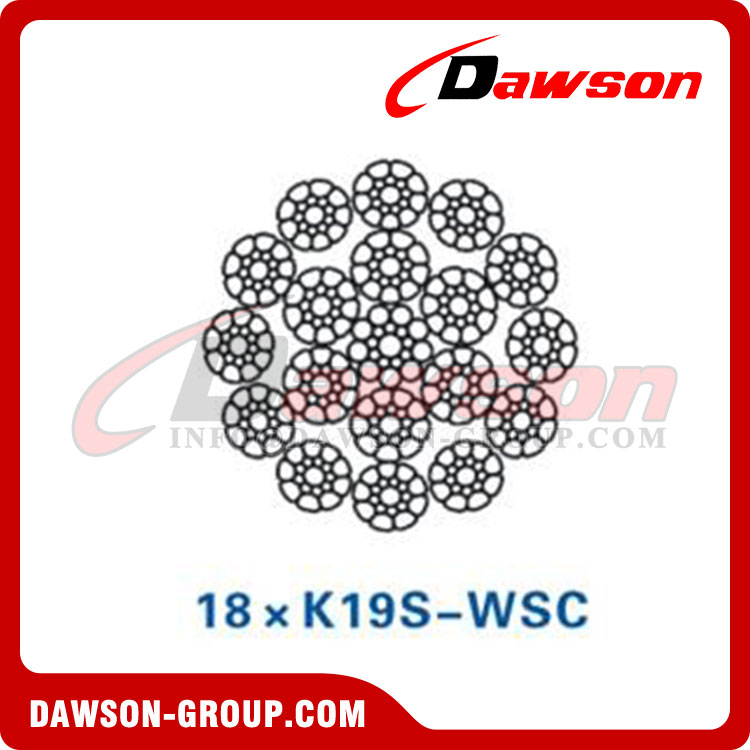 スチールワイヤロープ(18×K7-FC)(18×K7-WSC)(18×K19S-FC)(18×K19S-WSC)、油田用ワイヤロープ、油田用スチールワイヤロープ