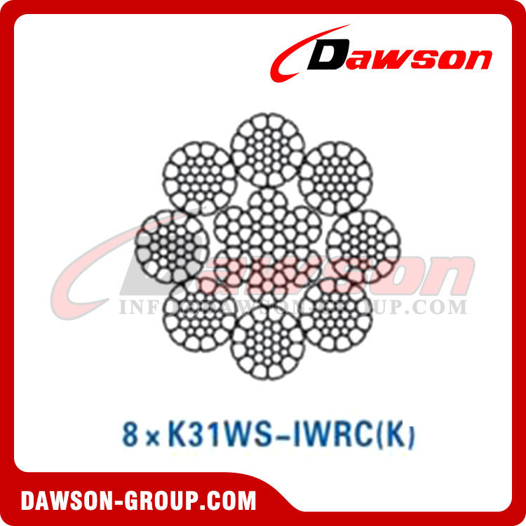 Cable de alambre de acero (6×K31WS-EPIWRC(K))(6×K36WS-IWRC(K))(8×K31WS-IWRC(K)), cable de acero metalúrgico 