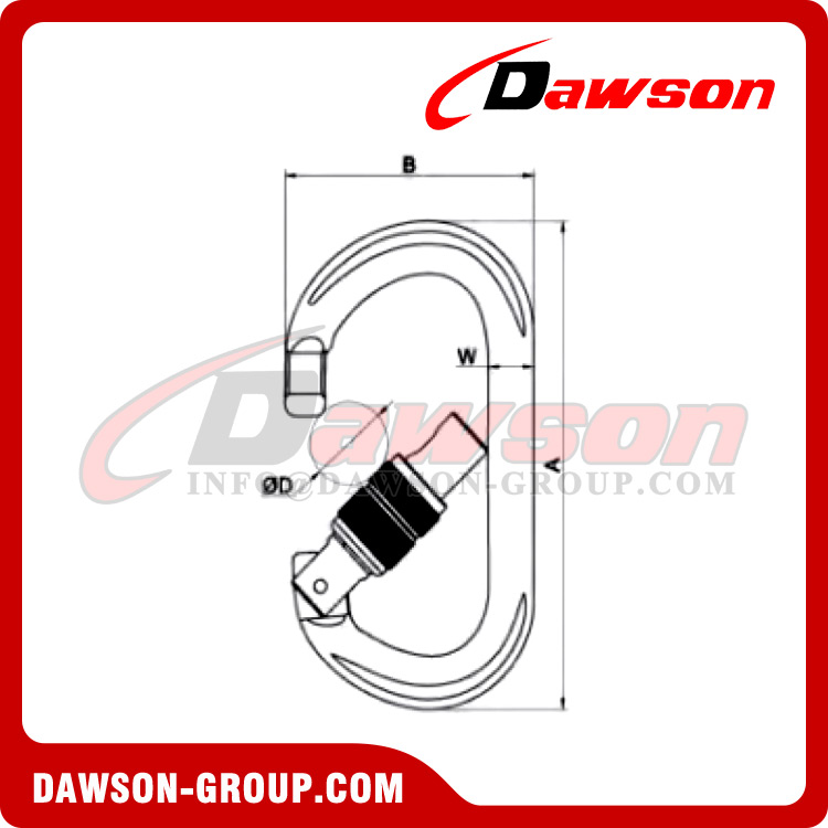 DSJ-A7108N مادة الألومنيوم لحلقة تسلق مستديرة الشكل مخصصة، خطاف قفل لولبي من الألومنيوم 