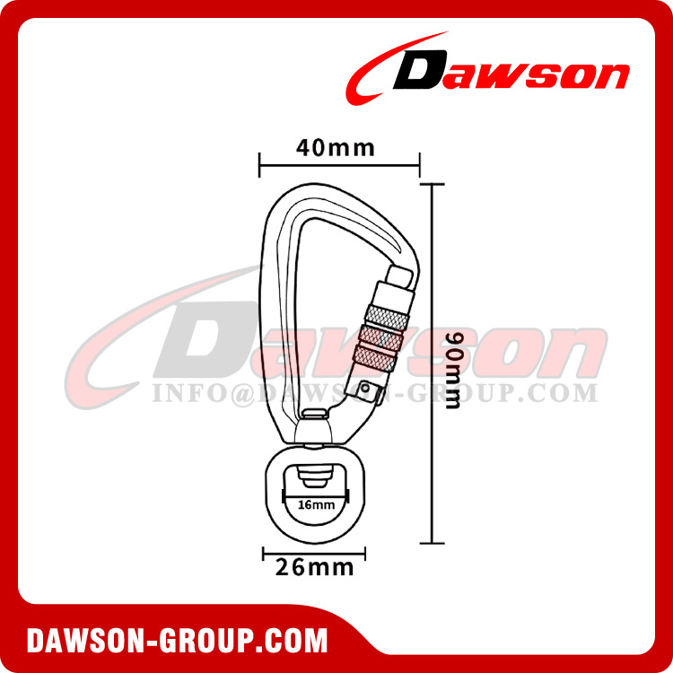 DSJ-A1303TN+C جودة عالية لحلقة تسلق الألومنيوم، حلقة تسلق بقفل لولبي على شكل D