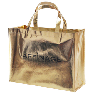 Gold Metallic Non-Woven Reusable Tote Shopping Bags