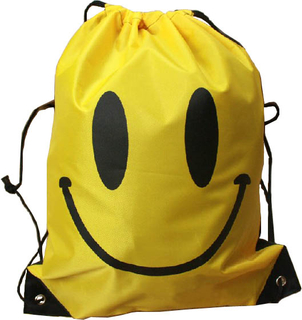 Smile Print Daily Gym Sport Drawstring Backpack for Outdoor