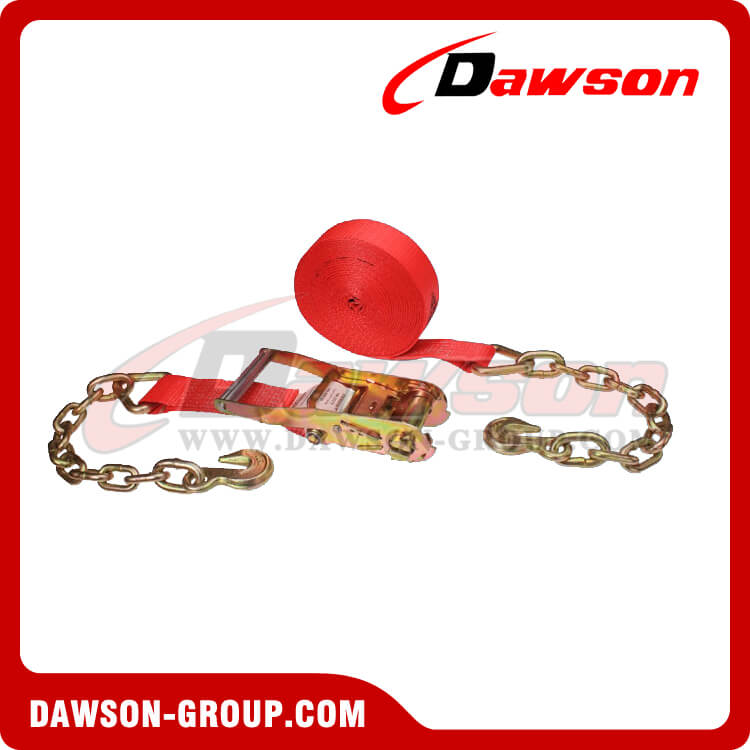 2 '' x 30 '' レッド ラチェット ストラップ チェーン エクステンション付き - 中国メーカー サプライヤー - Dawson Group