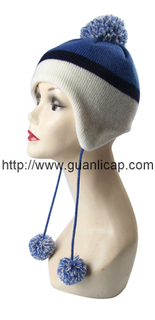 100% acrylic knitted hat with pom-pom