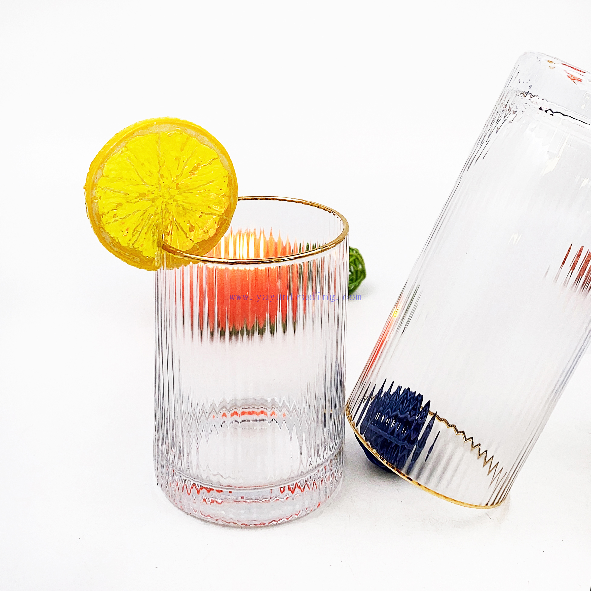 Bar Iced Water Ribbed Drinking Glass Different Size Glass Clear Tumblers Whiskey Glass Cup for Cold Tea Juice