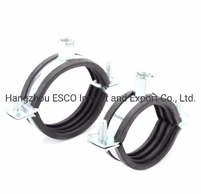 Metal Electro Galvanized Steel Round Pipe Clamps with Rubber