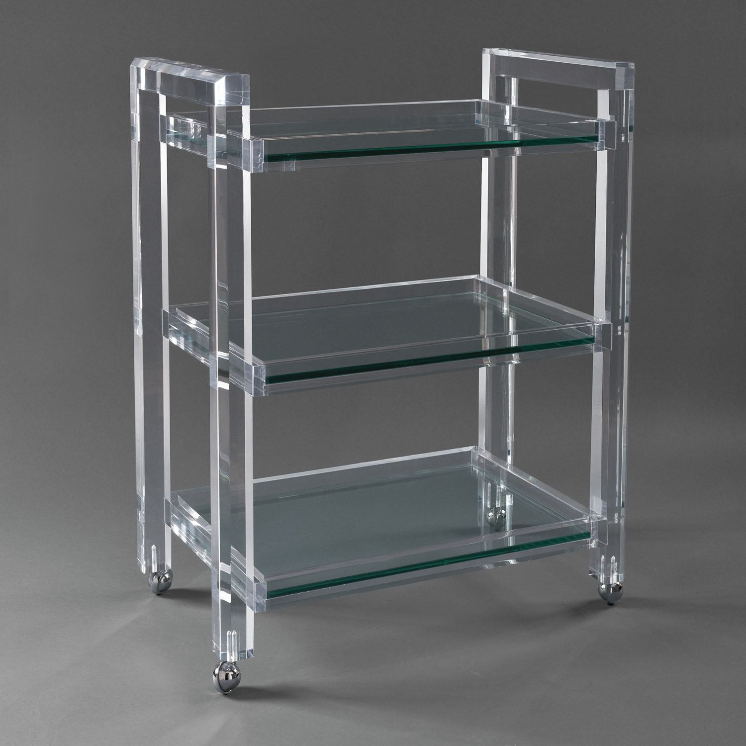 Super Crystal Clear Lucite Mobile Food Truck Acrylic Carts Trolleys For Hotel Serving