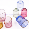 6oz 8oz Shiny Custom Colored Glass Jar Holders Gold Silver Rim Luxury Candle Container with Wooden Lids