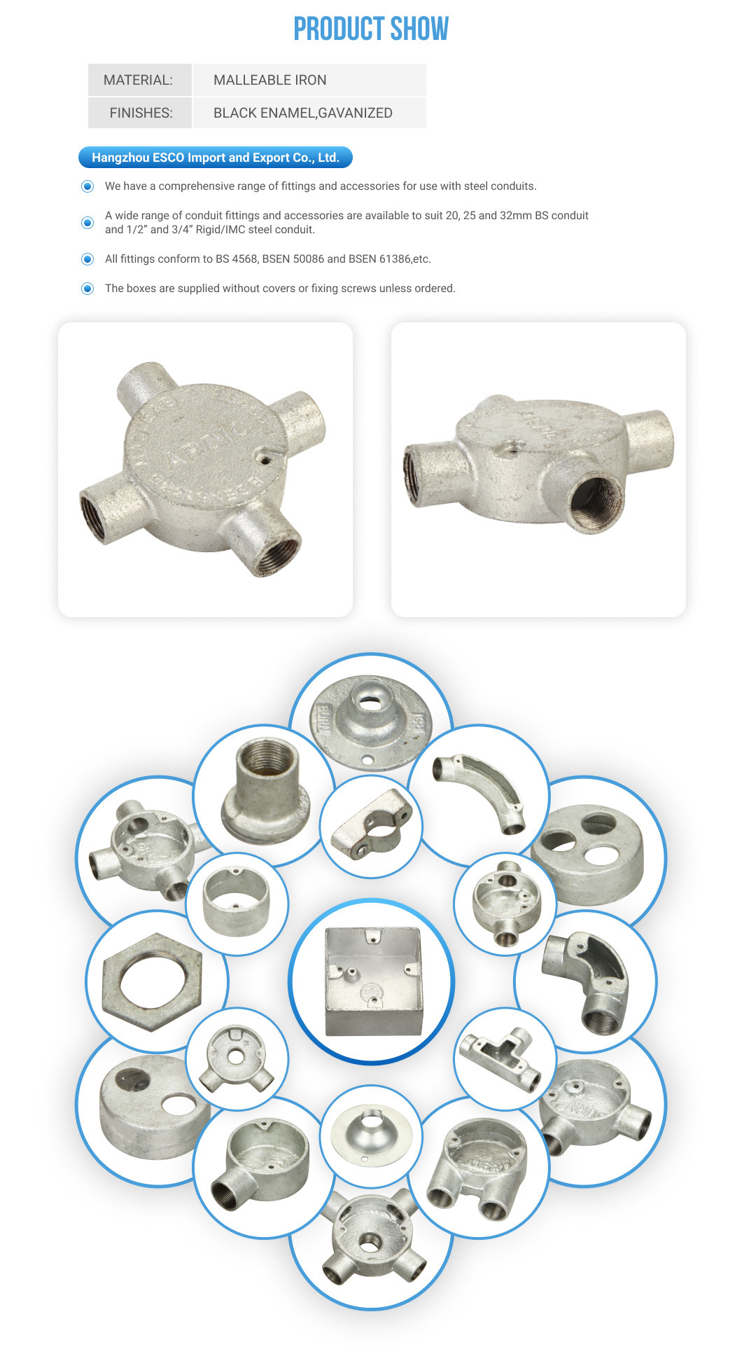 IEC 61386 Caja Electrical Junction Box Chuqui for Residential/General Purpose