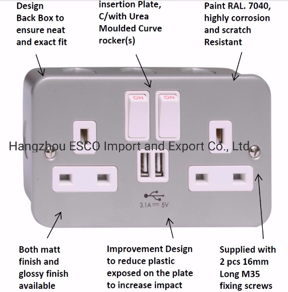 Standard Grounding Switch Sockets Wall and Switches Metal Box Hot Sale