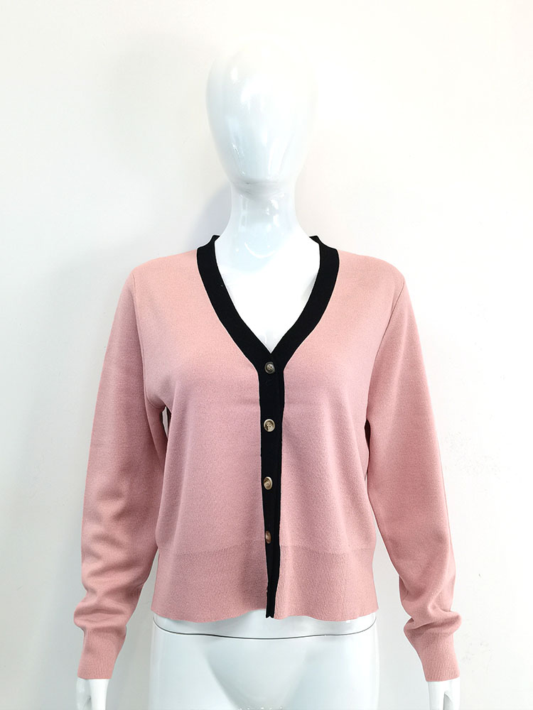 Women Color Block V Neck Cardigan 1 Cárdigan con cuello en V y bloques de color para mujer 1