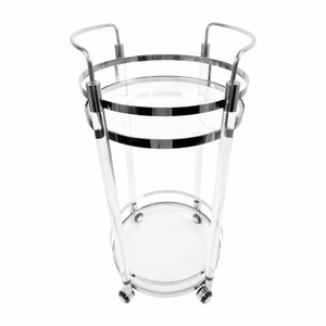 Hotel And Home Use Clear Acrylic Serving Food Trolley with Metal Accessories