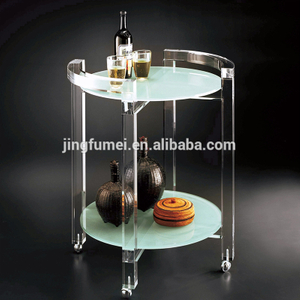 Plexiglass Acrylic Serving Trolley Home Use with Handle Insert