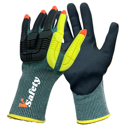 18 Gauge Impact Maxflex micro foam nitrile coated safety work gloves cut level A4 , Thumb reinfoced