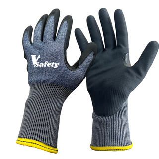 18 Gauge Maxflex micro nitrile coated safety work gloves cut level A4 , Thumb reinfoced