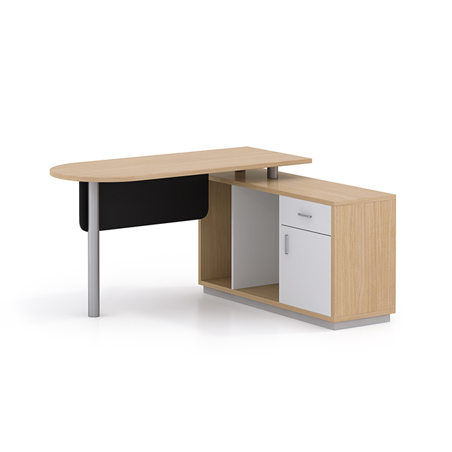 L Shaped Hospital Doctor's Desk Furniture Office Table with Wooden Lockable Drawers 