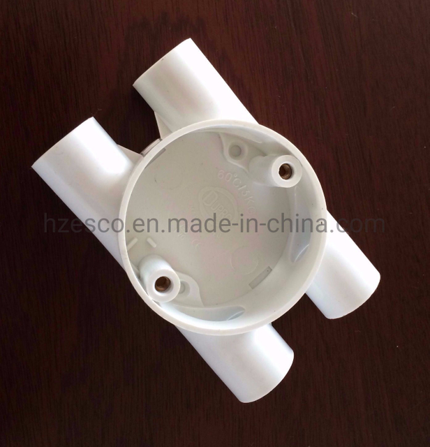 PVC 4 Way Through H BS Round/Circular Junction Boxes