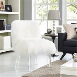 Modern Living Room Sheepskin Seat Cover Chair Lucite Gaming Chair Fur Fabric Chair