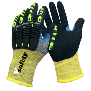 18 Gauge Impact Maxflex micro nitrile coated safety work gloves cut level A4 , Thumb reinfoced