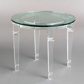 Fancy Clear Acrylic Round Side Table Plexiglass Acrylic Side Table with Glass Top
