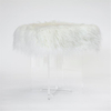 Alice Home Acrylic Stool with Removable Mongolian Lamb Faux Fur Cover