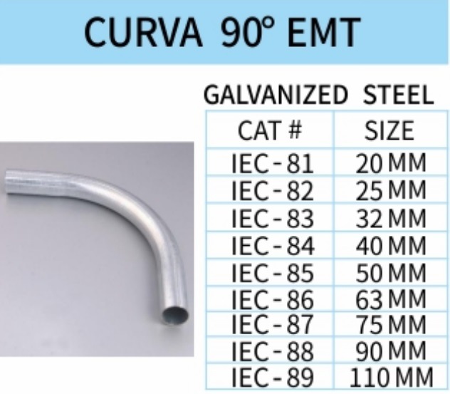 IEC 61386 Standard Pre-Galvanized Electrical Steel EMT 90 Degree Elbow