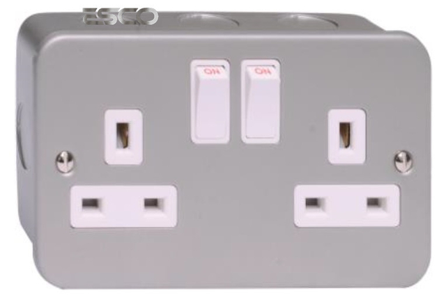 High Quality Standard Grounding Double Switch Sockets Box Metal Cald