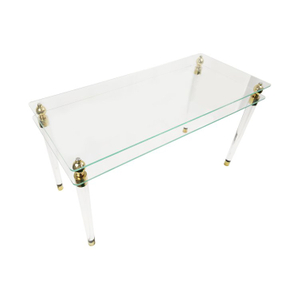 Clear Acrylic Furniture Legs Dining Table With Double Glass Top