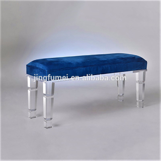 French Style Modern Acrylic Bench Handcrafted Bed Chair with Leather Top