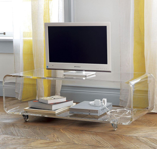 Custom Size Clear Acrylic Movable TV Stand Tray Table Lucite Side Table Living Room Furniture