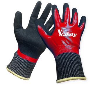 Cut resistance gloves with Fully Nitrile coated and palm sandy nitirle gloves 