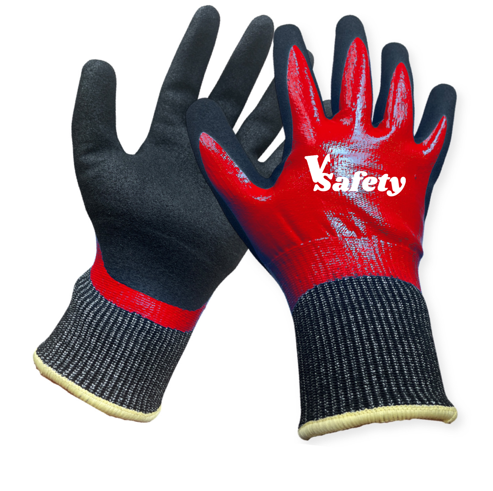 Cut resistance gloves with Fully Nitrile coated and palm sandy nitirle gloves 