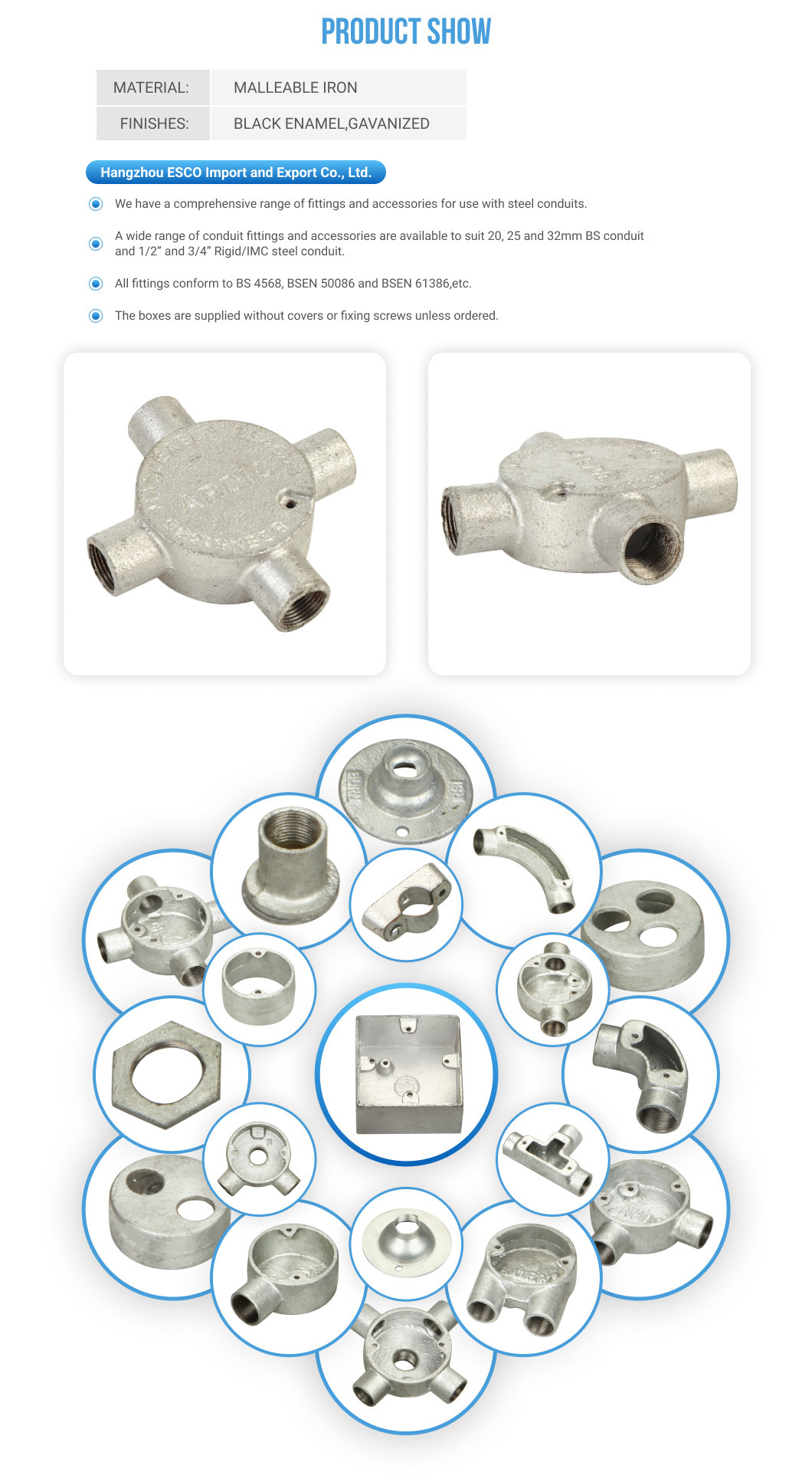Liquid Tight Conduit Connector Malleable Iron with Grounding