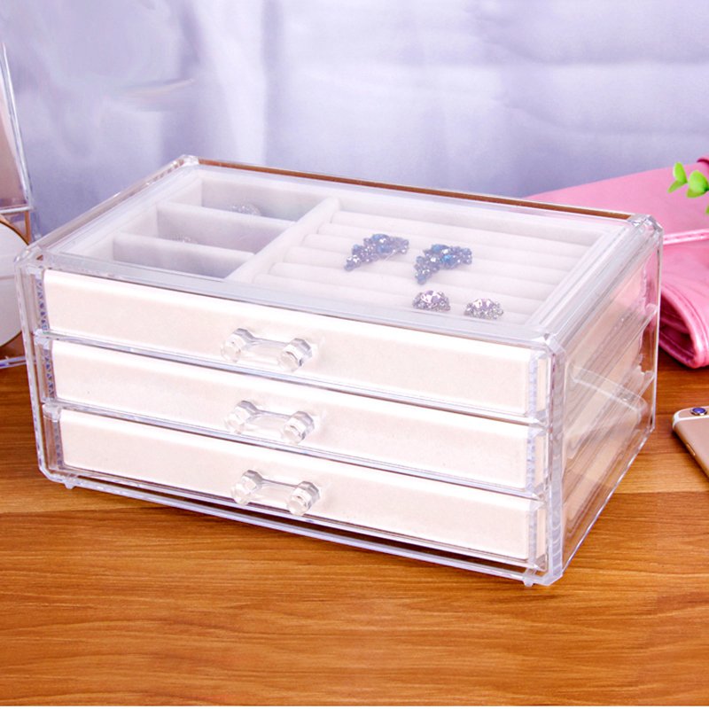 High Quality Plexiglass Drawer Acrylic Cosmetic Storage Box Display Case For Jewelry