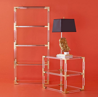 Clear Acrylic Living Room Shelf Set Luxury Lucite Furniture Set