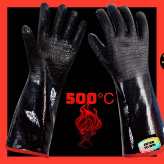 BBQ Grill Oven Gloves 14 Inches,932℉,Heat Resistant-Smoker, Cooking Barbecue Gloves, for Handling Heat Food Right on Your Fryer,Grill, Waterproof, Fireproof, Oil Resistant Neoprene Coating