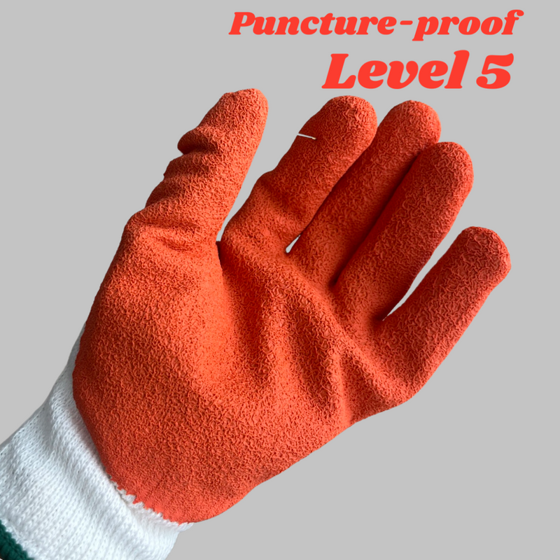 10 Gauge Latex coated safety work gloves cut level 5 , High puncture resistance 