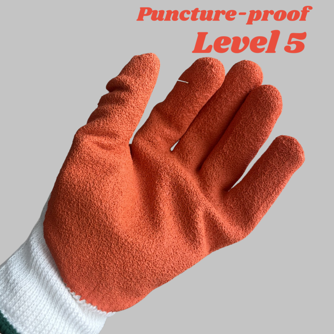 10 Gauge Latex coated safety work gloves cut level 5 , High puncture resistance 