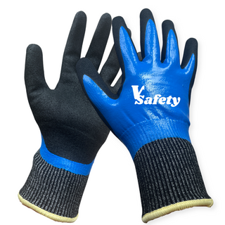 A6 Cut resistance gloves with Fully Nitrile coated and palm sandy nitirle gloves 