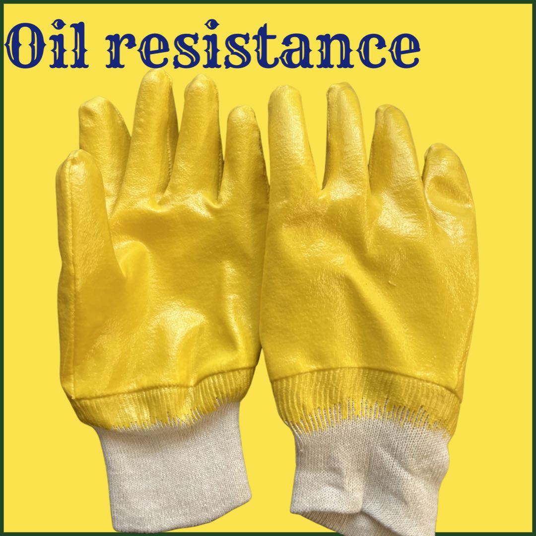 Olil Resistance gloves fully nitrile coated gloves , Knit Wrist 