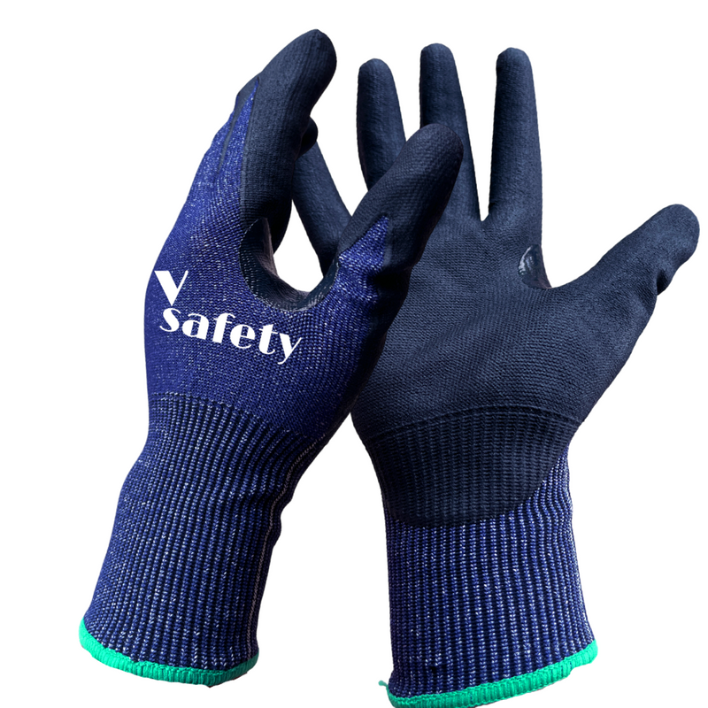 18G Maxflex micro nitrile coated safety work gloves cut level A4 , Thumb reinfoced