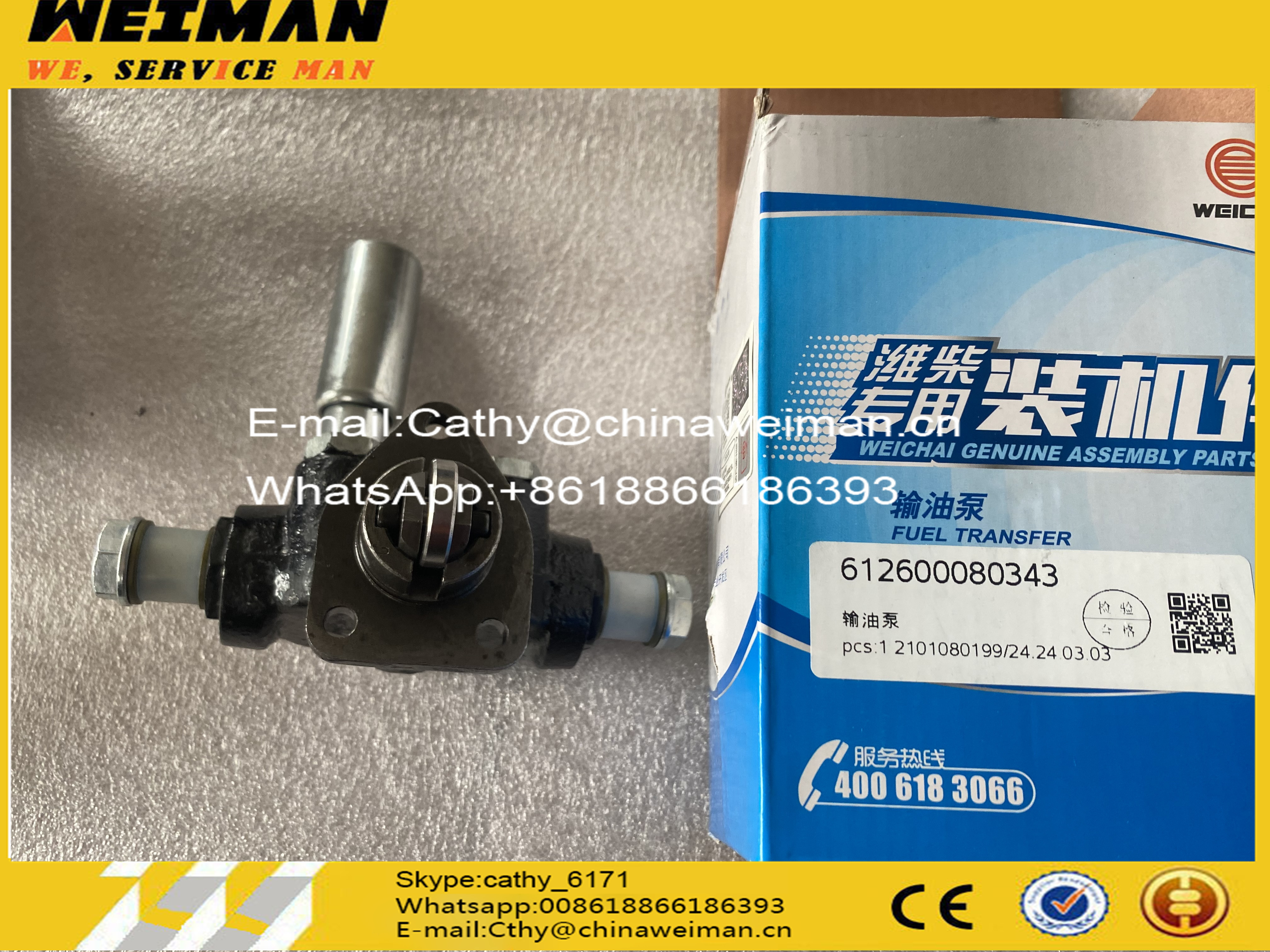 Hot sale 612600080343 FUEL HAND PUMP for WD615 WP10 Engine