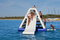 High Class Giant Inflatable Slide Inflatable Floating Water Slide for Seaside