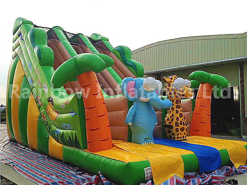 RB6038(10x5x7m) Inflatable Jungle Theme Customized Commercial Slide With Different Animals For Kids