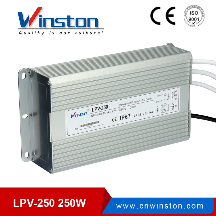 Mini CE ROHS LPV-250 250w impermeable led fuente de alimentación del conductor para la fuente de luz